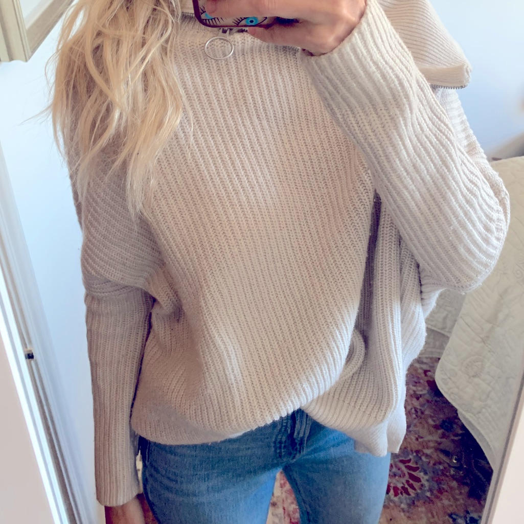 All Saints Small Oversized Wool Off White Sweater